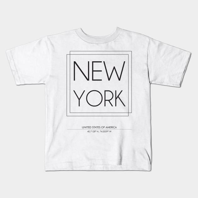 New York City Minimal Typography 2 Kids T-Shirt by StudioGrafiikka